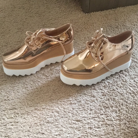 gold platform oxfords